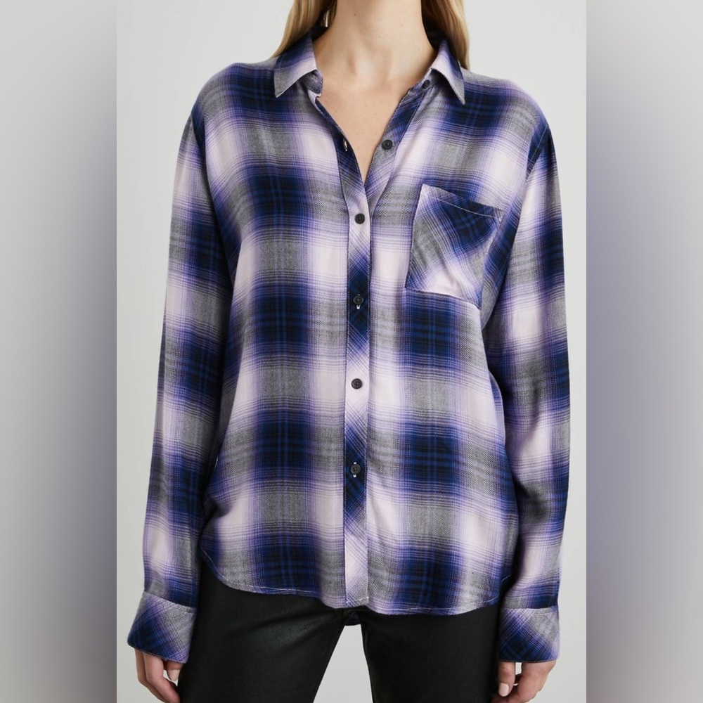 Rails Hunter Shirt – Size Medium | Orchid Navy Plaid & Check